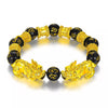 TCC™ Black Obsidian Gold Plated Double Pixiu Feng Shui Wealth Bracelet